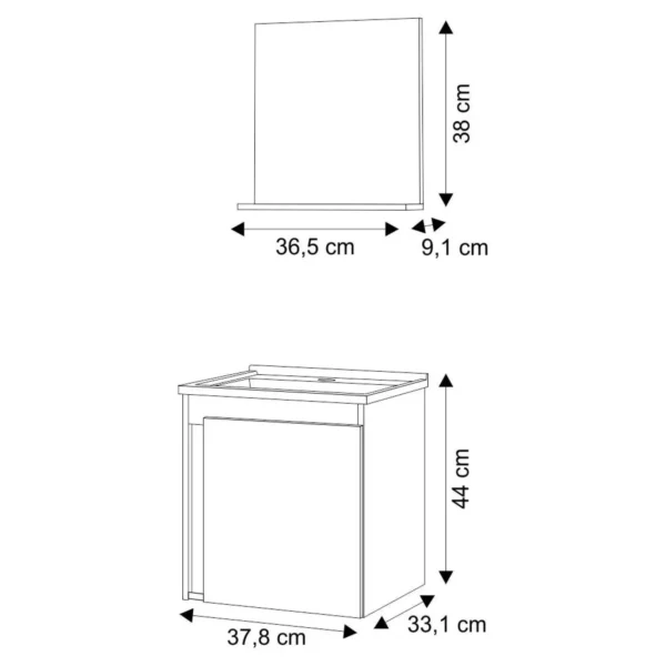 Gabinete para Banheiro Com Cuba e Espelheira Ônix PT - Cozimax - Image 4